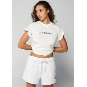 The Mayfair Group You Matter White Graphic Crop Tee - Women